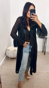 Blusa Volantes Larga Negro